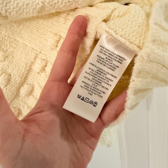 Anthropologie Pilcro Diana Cropped Cardigan Ivory White Bobble Knit Sweater M - Picture 6 of 7